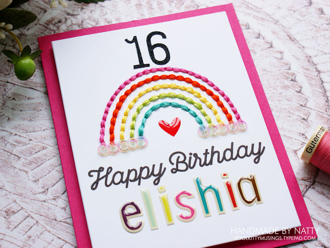 Stitched rainbow birthday wishes